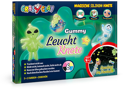 CrazyClay Gummy Leuchtknete - Frontal perspektivisch