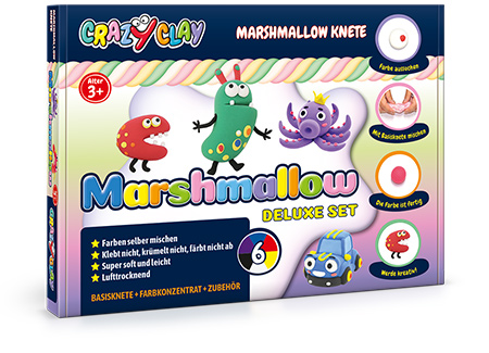 CrazyClay Marshmallow Knete – Deluxe set - Frontal perspektivisch