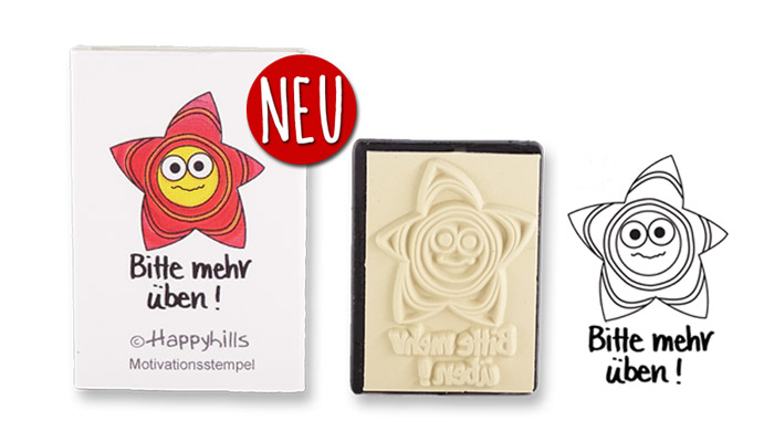 Happyhills Motivationsstempel - Bitte mehr üben!